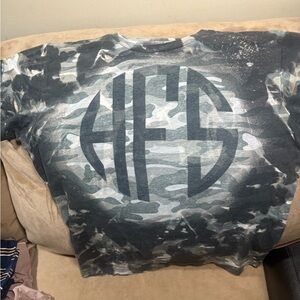 Custom Women’s Medium Monogram Camo Tee with Large Center Logo w: Camo Design